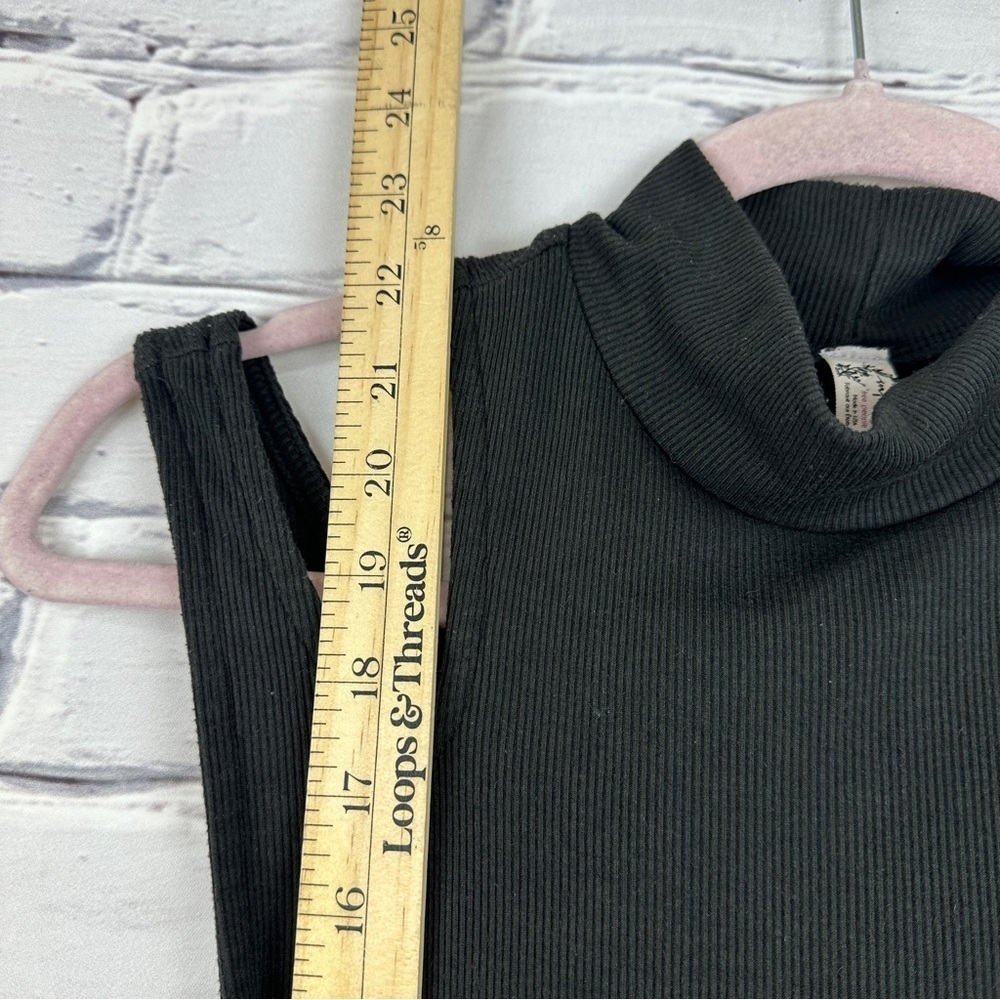 Free people Nothing But Rib Thong Bodysuit Black Medium Shoulder Cutouts - Picture 12 of 13